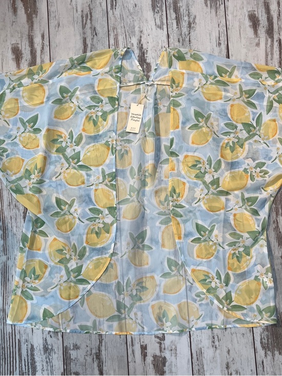 Moss Rose NWT Lemon Print Chiffon Kimono Beach Cover Up One Size Yellow - Picture 5 of 16